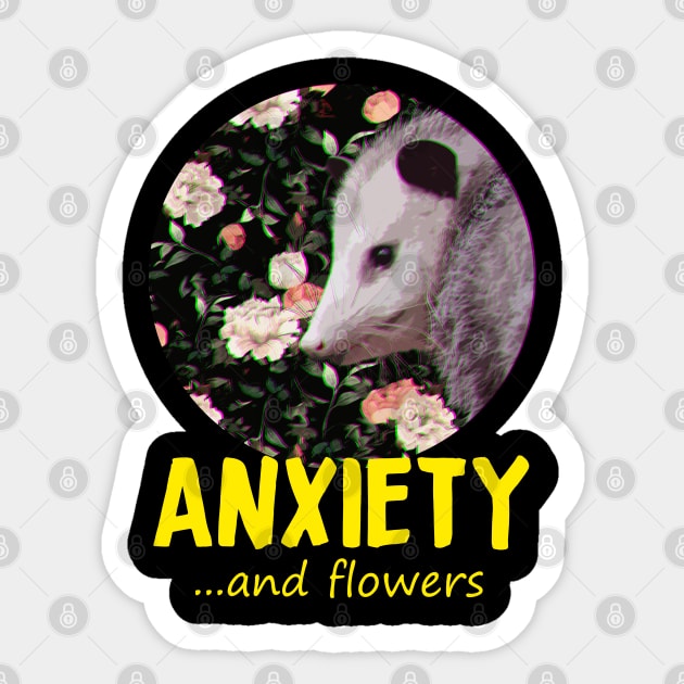 Opossum Anxiety and flowers Sticker by giovanniiiii